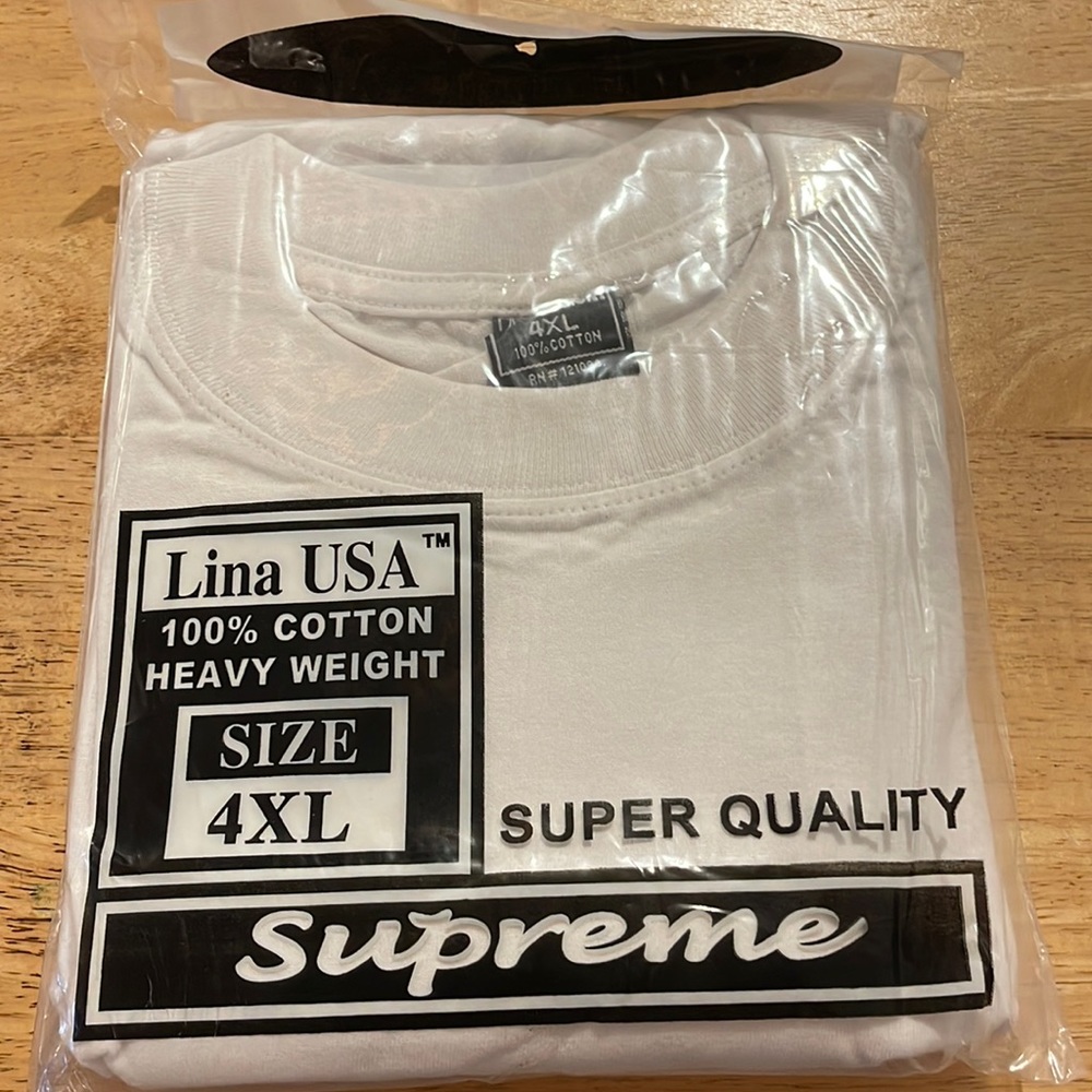4XL NWT Extra Long White 100% Algodon Cotton double stitched short sleeve tshirt